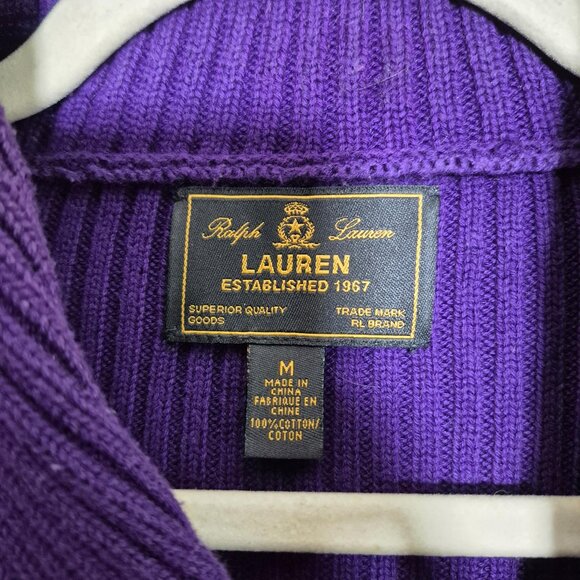 Ralph Lauren Sweater Womens M Purple Cotton Knit Long Sleeve Black Label Vintage - Picture 4 of 6